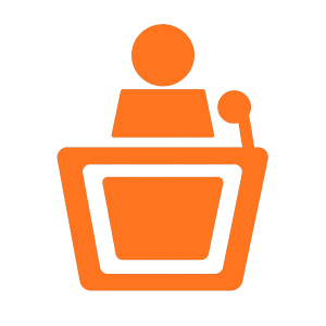 người đứng trên bục phát biểu trong hội thảo khoa học icon