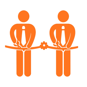 Icon 2 người cắt băng khai trương