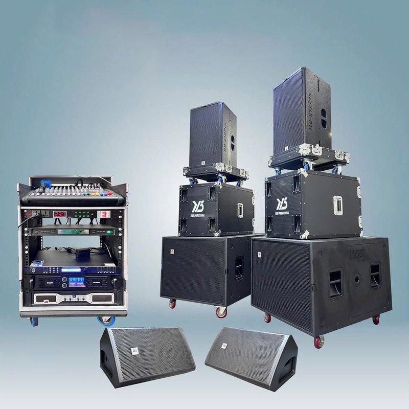Bộ dàn âm thanh ánh sáng sự kiện chuyên nghiệp bao gồm loa, loa sub và thiết bị điều khiển