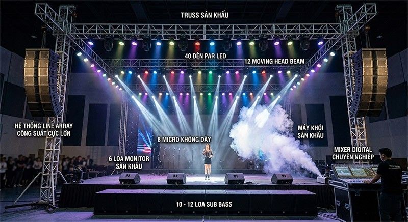 gói âm thanh ánh sáng 500 – 700 khách