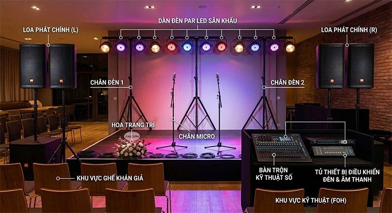 gói âm thanh ánh sáng 50 – 100 khách