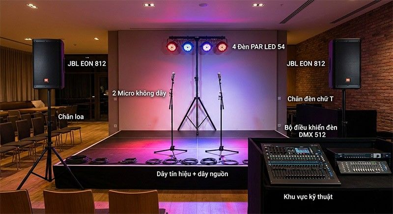 gói âm thanh ánh sáng dưới 50 khách