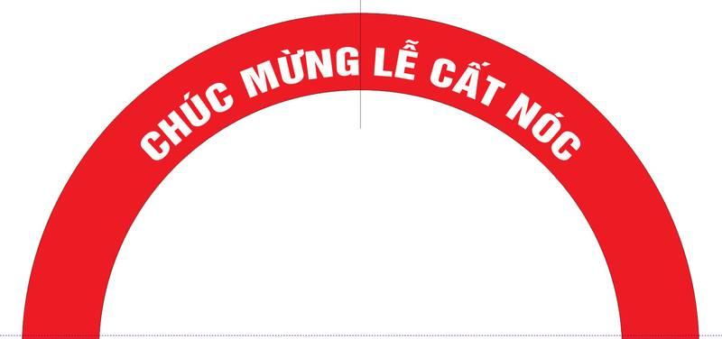 ALT: Cổng hơi sự kiện màu đỏ với chữ 