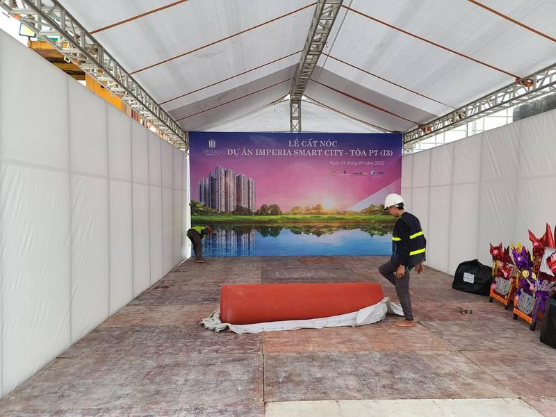 Cho thuê nhà bạt sự kiện nhà bạt không gian HCM giá tốt phục vụ lễ cất nóc dự án Imperia Smart City.