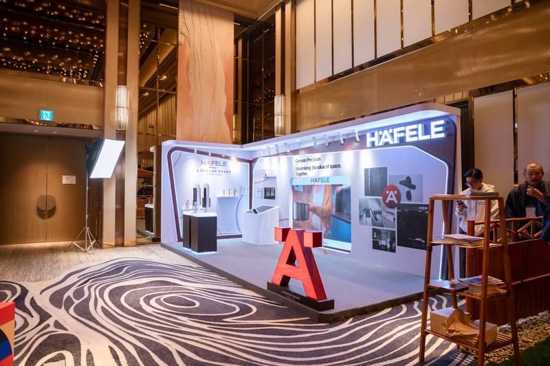 Thi công booth sự kiện Hafele hiện đại trong không gian sang trọng, thiết kế trọn gói giá tốt HCM.