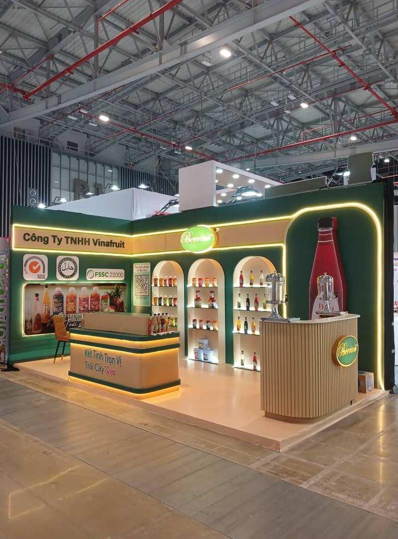 Thi công gian hàng triển lãm hội chợ Công Ty TNHH Vinafruit với thiết kế thi công gian hàng triển lãm, hội chợ trọn gói uy tín tại TPHCM.