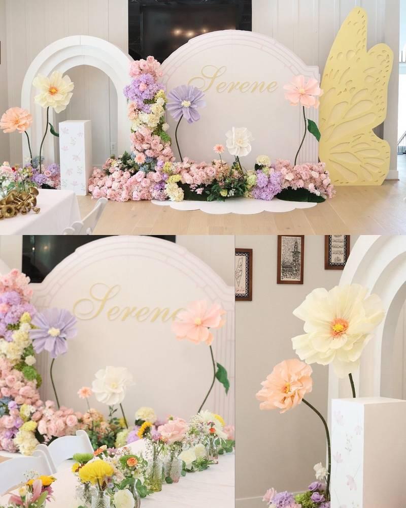 Tiểu cảnh và backdrop 8/3 trang trí ngày phụ nữ công ty sang trọng, phù hợp trang trí văn phòng 20/10.